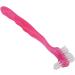 Denture Toothbrush - Double Sided Soft Bristles for Gentle Plaque and Dirt Removal - Ergonomic and Portable Design - Pink - Buy Online on GoSupps.com