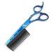Hair Cutting Scissors 6 Inch Professional JP440c Steel Hollow Blue 2 in 1 Cut Hair Scissors with Comb Haircut Barber Cutting Shears Hairdresser Scissors