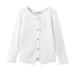 SMILING PINKER Toddler Girls Knit Cardigan Soft Warm Sweaters with Pockets 2-3 Years White
