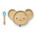 Tiggi Bamboo Baby Suction Plate - Complete Weaning Set | Strong Suction BPA-Free | Eco-Friendly Bamboo Plates Baby | Ideal Baby Suction Plate for Easy Feeding (Mouse Blue)