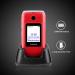 USHINING Senior Big Button Flip Phone | Dual SIM Unlocked | 2.8 Large Screen | SOS Button | FM Radio | Torch | Charging Cradle - Red - Buy Online on GoSupps.com