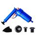 Air Drain Blaster Cleaner Sewer Pipe Dredging Device Pneumatic Type Toilet Kitchen Floor Drain Blaster with Four Plugs Blue