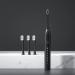 VALSEEL Sonic Electric Toothbrush for Adults, with 4 Brush Heads, 6 Cleaning Modes, Smart Timer, IPX7 Waterproof Gentle and Effective Clean Teeth, Rechargeable Travel Toothbrushes Black(4 Heads)