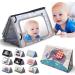 Baby Mirror Toys for Tummy Time,Newborn,Infant 0-3-4-6-12 Months Old Brain Developmental.Montessori Sensory Crinkle Black and White Book.Boys,Girls Essentials Activity Soft Safe Floor Mirror Elephant Baby Mirror