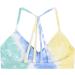Aurola Mercury Women's Sport Bra - Removable Padded Back-Free Minimal Belly-Free Top in Tie Dye Yellow/Green/Blue - XS #2 - Buy Online on GoSupps.com