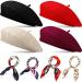 Women Beret Hat Winter Wool Beret French Artist Beanie Beret with Skily Scarf Black, Red, Beige, Wine Red