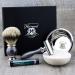 Premium Classic Men's Shaving Set ft Top Grade Silver Tip Brush DE Safety (Blades NOT included) Engraved Bowl & Soap