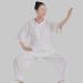 Women's Short Sleeve Tai Chi Uniform | Chinese Traditional Kung Fu Clothing | Cotton Linen Yoga Suit | White-Large - Buy Online on GoSupps.com