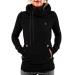 Bigfanshu Women's Scarf Collar Hoodies Long Sleeved Pullovers Solid Casual Gray Hooded Sweatshirt Female Tops
