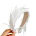 amangul Party Feather Fascinator Headband for Party Wedding Colorful Feather Fascinator Hair Hoop Cosplay Party Headdress(White)