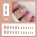 Spring Square Press on Nails - Pink False Nails with Floral Designs - 24PCS - Buy Online on GoSupps.com