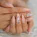 HUL Artificial Nail Tips - Natural Color Acrylic Pointed Toes with Strass Design | 24 Long High Heels Manicure Essentials - Buy Online on GoSupps.com