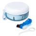 Leak Proof Denture Cup Kit Portable Retainer Case Perfect for Travel, Denture Case Container Cleaning Care for Dentures Aligner Mouth Guard with Denture Brush, Strainer, Removal Tool and Mirror white