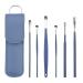 6-in-1 high-grade stainless steel (silver) earwax removal tool earwax removal kit for thorough earwax remover with coil spring cleaner (blue)