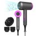 Professional Ionic Hair Dryer Low Noise Blow Dryer 1800W Fast Drying Negative Hairdryer Blowdryer with 2 Concentrator Nozzle 1 Diffuser Attachments for Home Salon Travel