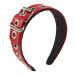 TQUXNGA PU Leather Headband Gothic Tiaras Leather Buckle Headband Rock Headband Punk Headband Steampunk PU Leather Headpiece Red