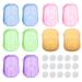 10 boxes disposable paper soap with plastic box and compressed towel 200 tablets portable soap paper soap leaves 6 different smells (5 colors)