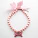 PETFAVORITES Fancy Pearls Crystal Dog Necklace Jewelry with Bling Rhinestones Big Bone Charm for Pets Cats Small Dogs Girl Teacup Chihuahua Yorkie Clothes Costume Outfits (Pink, 8 to 10-Inch) Pink Neck Size: 8"-10"