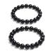Gracefulhat Feng Shui Gemstones Jewelry for Men | Spritual Root Chakra Crystal Gift | Bring Luck & Wealth | Relief Stress & Anxiety Obsidian Bracelet Set