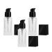 minkissy 3pcs Empty Glass Pump Bottles Square Cosmetic Bottles Refillable Makeup Dispensers for Foundation Lotion Cream 30ml (Black Cap)