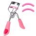 Uranian Eyelash Curlers with Built-in Comb Beauty Eyelashes Curlers Eyelash Cliper with 2 Replacement Silicone Refill Pads Premium Lash Curler Makeup Tool for Women and Girls (1-Pink)