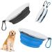 Dog bowls foldable travel bowl 2 pieces of feeding dog bitches with lids and hooks spout -safe dog bowl portable silicone drinking shell for cats dogs hikes and camping (XL Black Blue) XL Black Blue