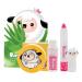 Face Starter Set 4-piece - Facial Mask Sheet (Aloe) Lip Crayon (#03 Pink Lemonade) Lip Gloss (#02 Pink Bubblegum) Sun Cushion