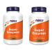 NOW Super Enzyme Capsules 180 Count & Foods Super Enzymes 90cap Capsules + Enzymes 90 Count (Pack of 1)