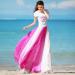 Sanahy Women's Gradient Chiffon Maxi Skirt - Hot Pink | Full/Ankle Length, Elastic Pleated Retro Style - Buy Online on GoSupps.com