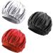 Number-one Satin Sleep Cap 3 Pieces Elastic Wide Band Satin Bonnet Soft Sleeping Hat Cap for women  Night Sleeping Head Cover for Good Sleeping Fits for Most Women and Girls(Silver  Black  Wine Red)