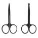 2Pcs Nose Hair Scissors Set for Nose Scissors Beard Moustache Eyelash Eyebrow Trimmer-Black