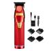 Hair Clippers USB Rechargeable Electric Beard Trimmer Barbers Hair Grooming Kit Red