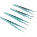 Coshar 4pcs Eyelash Extension Tweezers - Straight & Curved Tip Lash Tweezers Set in Blue - Buy Online on GoSupps.com