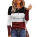 Long Sleeve Shirts for Women Fitted, Women's Long Sleeve Tops Lace V Neck Button Down Henley Shirts Ribbed Knit Shirts Tunics XX-Large Wine