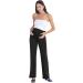 MAMAJEANS Cinzia Wide Leg Maternity Palazzo Trousers | Black | Over The Bump Full Panel | Perfect Work Office Pants for Pregnant Women - Buy Online on GoSupps.com