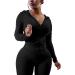 PINSV Women's Two Piece Workout Set - Bodycon Tracksuit with Zip Up Hoodie and Jogger Sweat Pants in Black - Size X-Large - Buy Online on GoSupps.com