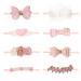 8 Pcs Baby Girls Headbands Soft Elastic Nylon Bow Flower Hair Bands Scrunchies Hair Accessories for Newborn Toddlers Kids (Pink)