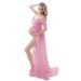Maeau - Dress Women's Maternity Photography Props for Photo Shoot Elegant Ladies Dresses for Wedding Party L Pink 2
