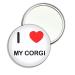 I Love My Corgi - 77mm Round Compact Mirror