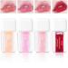 4 PCS Fruit Shimmer Plumping Lip Oil  Korean Lip Gloss Moisturizing Lip Tint Transparent Lip Care Tinted Lip Balm  Non-sticky  Long LAsting Nourishing Glitter Lip Glow Oil Lip Skin Care Product (4Pcs/Set)