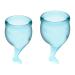 Satisfyer Feel Secure Menstrual Cup - Reusable Period Cup with Removal Stem - Soft Flexible Body-Safe Silicone Easy Insertion & Removal - Includes 2 Cup Sizes for All Flows (Light Blue)
