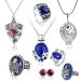 HJYZY 8 pcs Vampire Diaries Jewelry Daywalking Katherine Sapphire Elena Gilbert Opening Vervain Locket Bonnie Necklace Salvatore Damon Stefan finger Family Crest Ring Diamond Stud Earrings