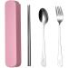 Stainless Steel Cutlery Set Outdoor Travel Three Piece Chopsticks Spoon Cutlery Portable Cutlery Pink - Buy Online on GoSupps.com
