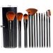 Professional 12 pc Makeup Brush Set - Flat Foundation Blush Eyeliner & Eyeshadow Brushes with Holder for Flawless Application | International Shipping Available - Buy Online on GoSupps.com