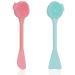 2 Pack Silicone Face Scrubber, 4 in 1 Facial Cleansing Brush, Handheld Face Wash Brush for Pore Cleansing, Gentle Exfoliating, Removing Blackhead , Blue and Pink