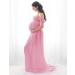 Feoya Pink Maternity Chiffon Lace Strapless Dress - Split Front Gown for Pregnancy Photoshoots | Full Length Maternity Photography Dress - Buy Online on GoSupps.com