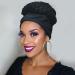 LEOSA Braids Wig with Headband Wig,Cornrow Braided Wigs for Black Women Box Braid Headwrap Wigs with Headband Attached Head-Wrap Wigs 2 in 1 Black Braided Wigs Turban Wrap-Wig Updo Drawstring Wig A-1B#