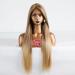 Ombre brown blonde lace front wig 13x4 lace with fluffy yaki long straight synthetic lace wig for women 24in ombre brown blonde lace Front WIG