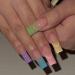 Foccna Long Press on Nails Square French Fake Nails Full Cover Acrylic False Nails Colorful Nails for Women and Girls 24PCS