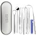 Koheel dental tools with metal case 8 pieces of tooth cleaning tools removing plaque oral hygiene set with 2 types of tongue scrap tartar scrap gum shearer tooth probe